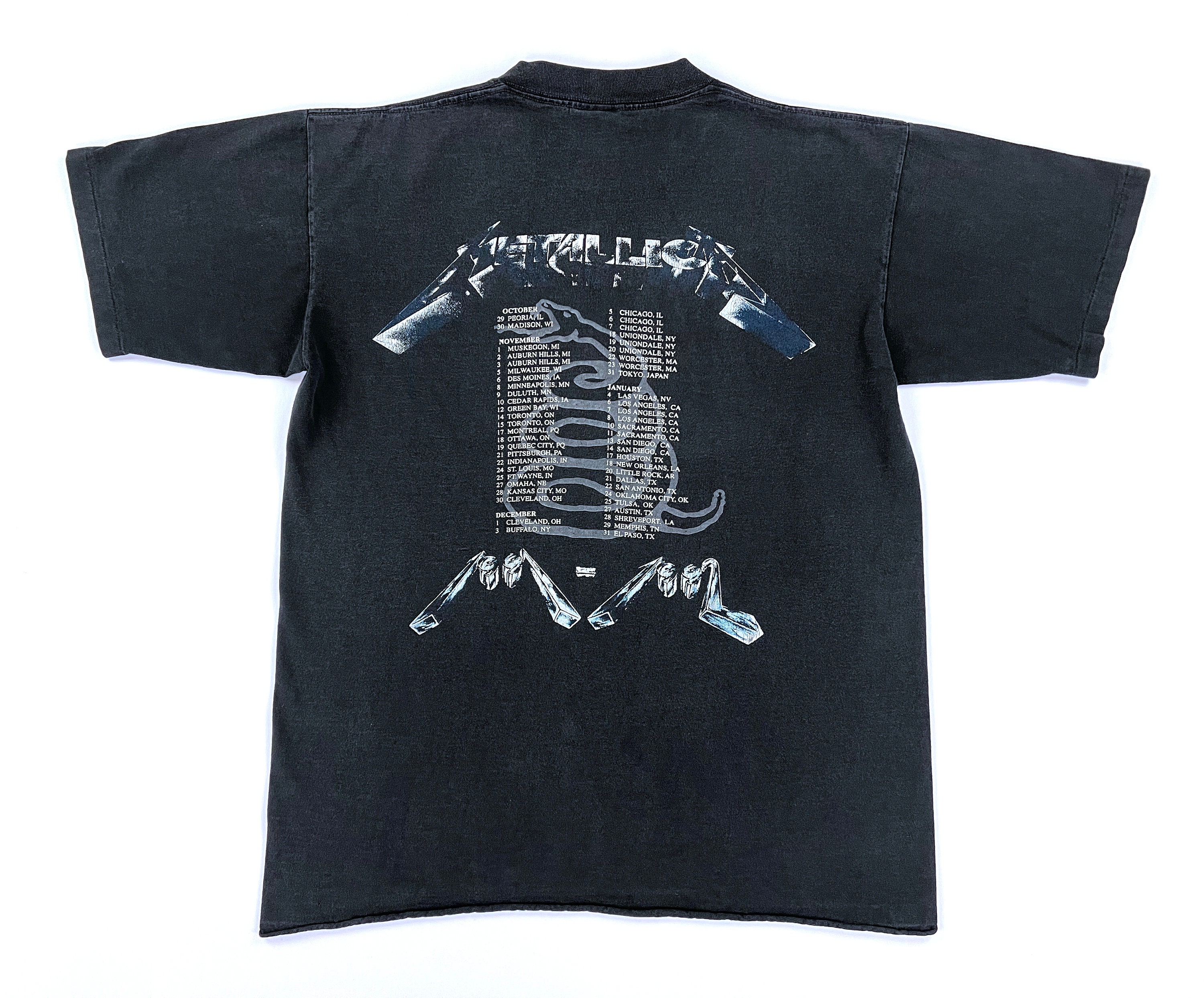 Vintage 90s METALLICA Black Album 1991 Tour Concert T Shirt - Four