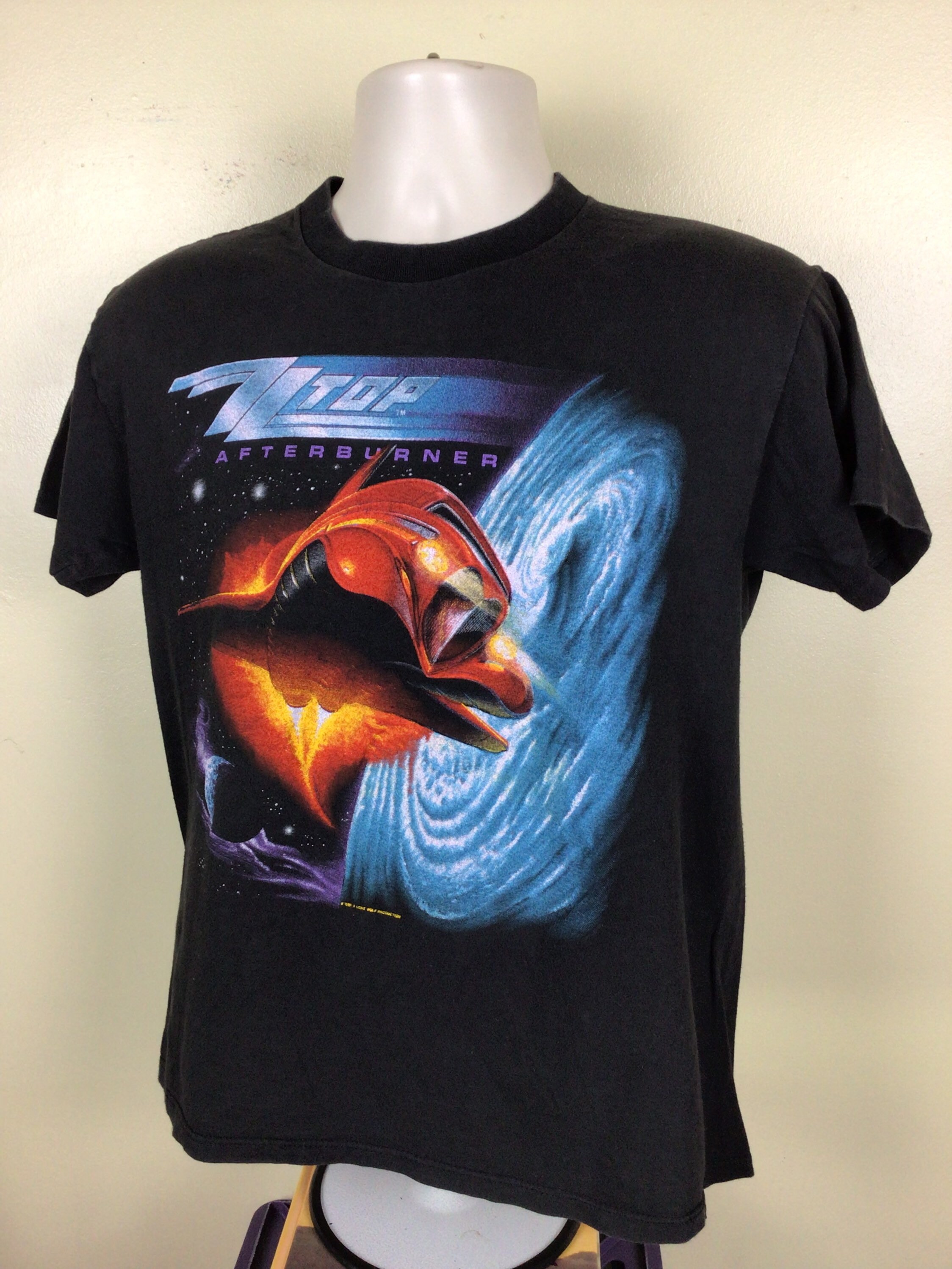 Vtg 1986 ZZ Top Afterburner Concert T-shirt Black M/L 80s Spring