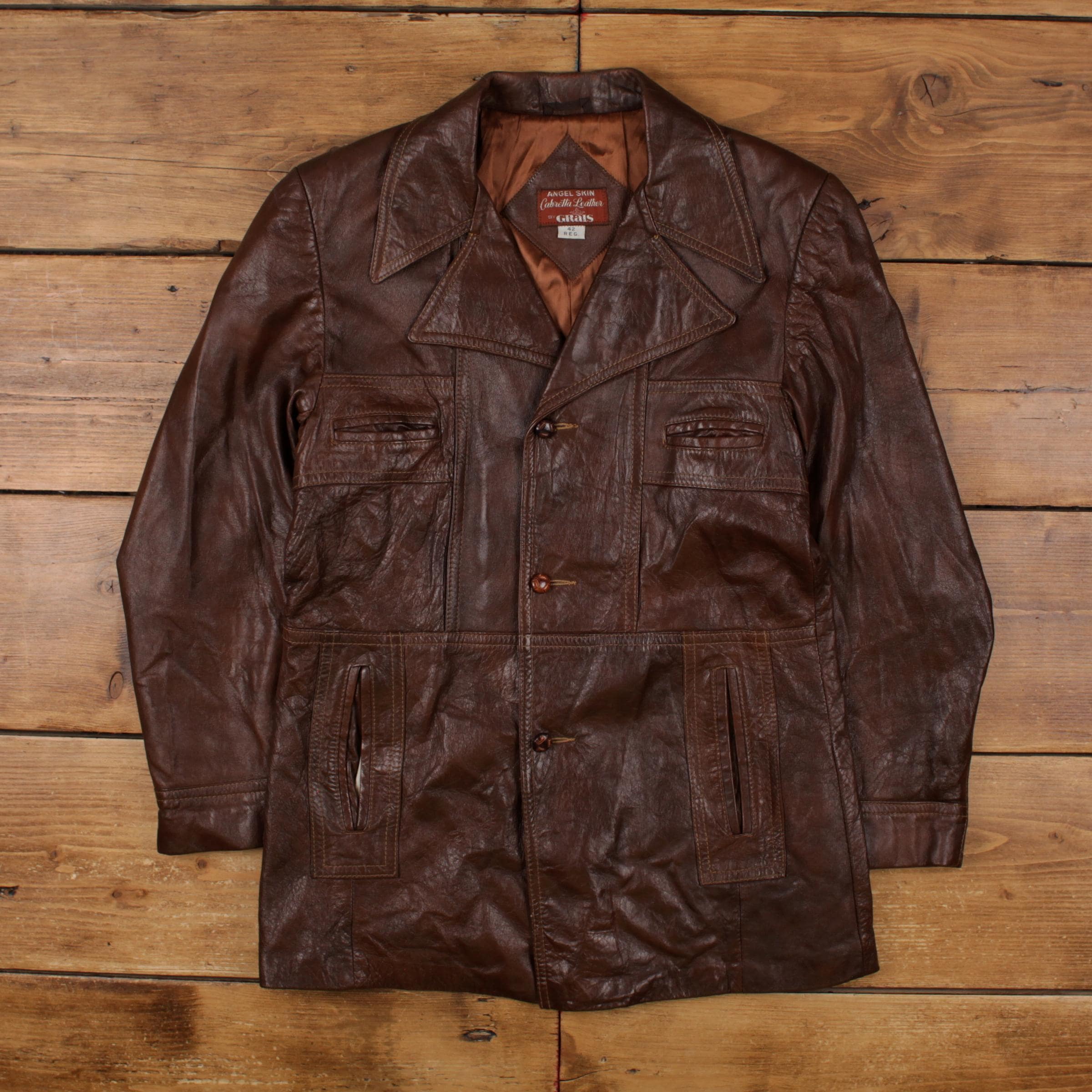 Vintage Grais Leather Jacket L 80s Angel Skin Cabretta Leather