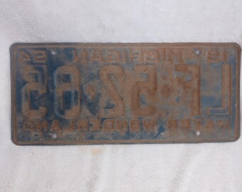 ヴィンテージ 1954 ミシガン ナンバープレート 青と黄色 - Etsy 日本