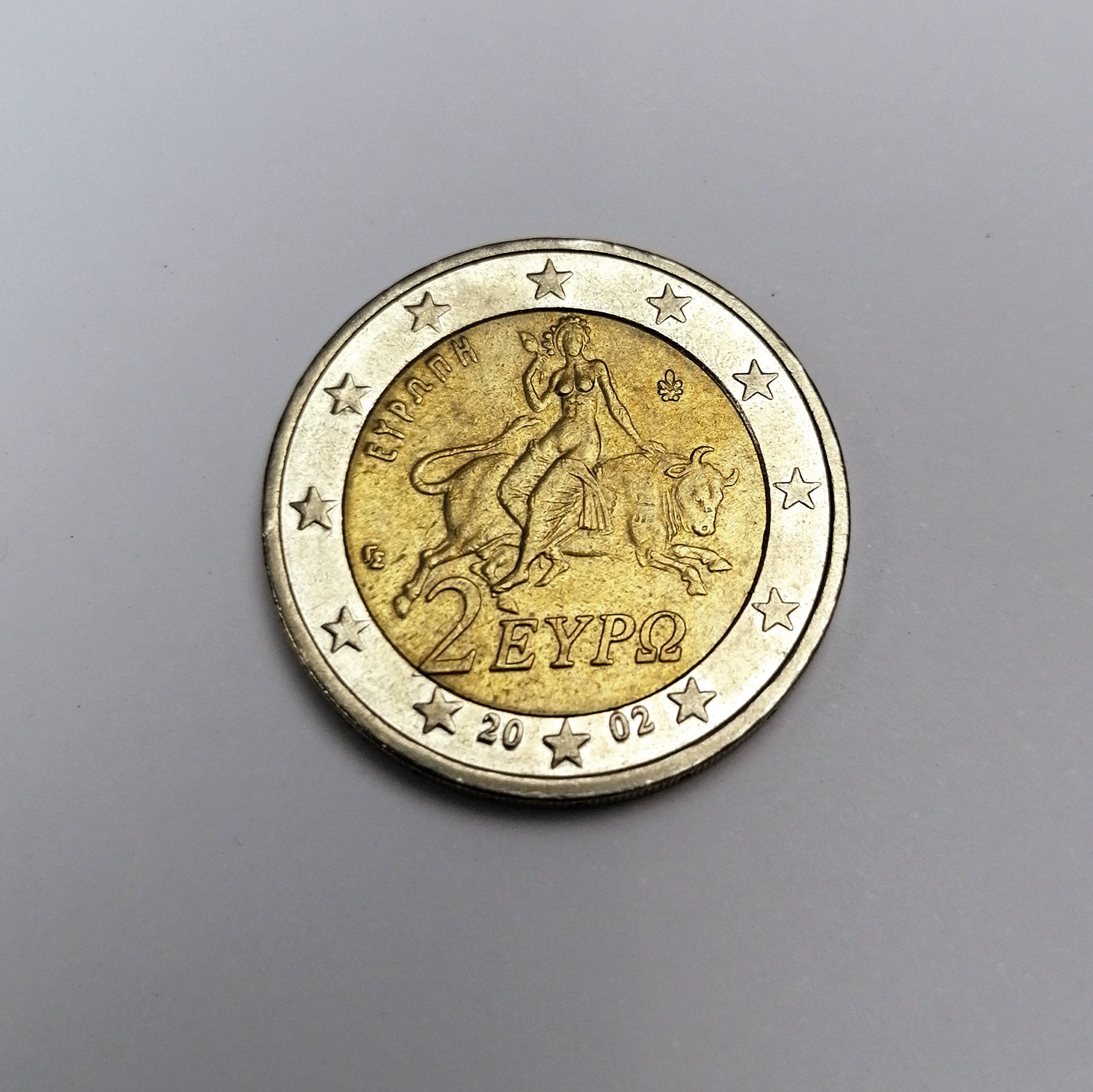 Rare 2 EUR Euro Coin 2002 Greece - 'the Abduction of Europe