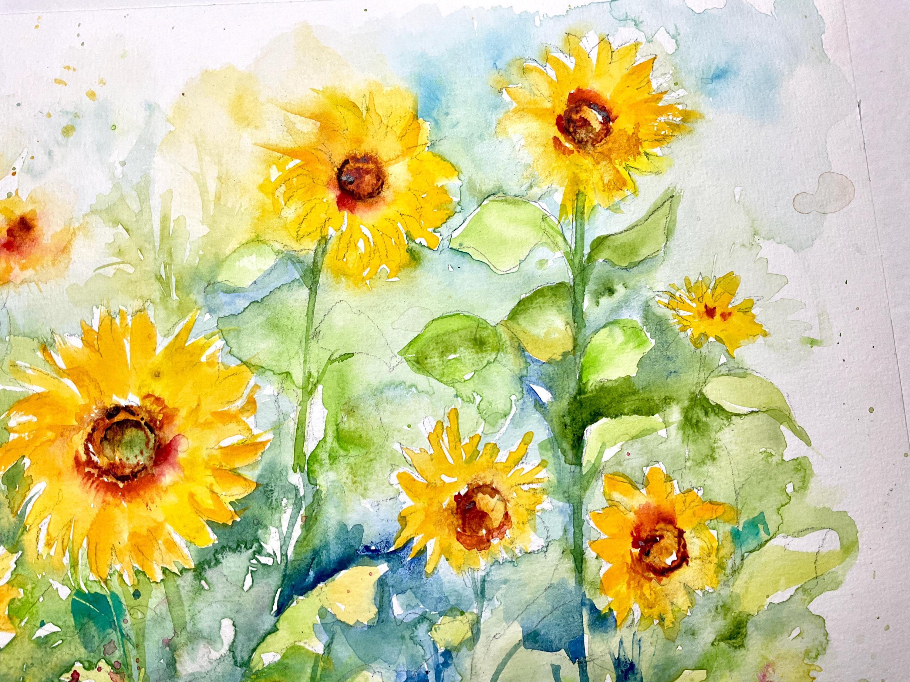 油絵 ヒマワリ F3 油絵 油彩 油彩画 絵 絵画 【ひまわりの楽園】 油絵