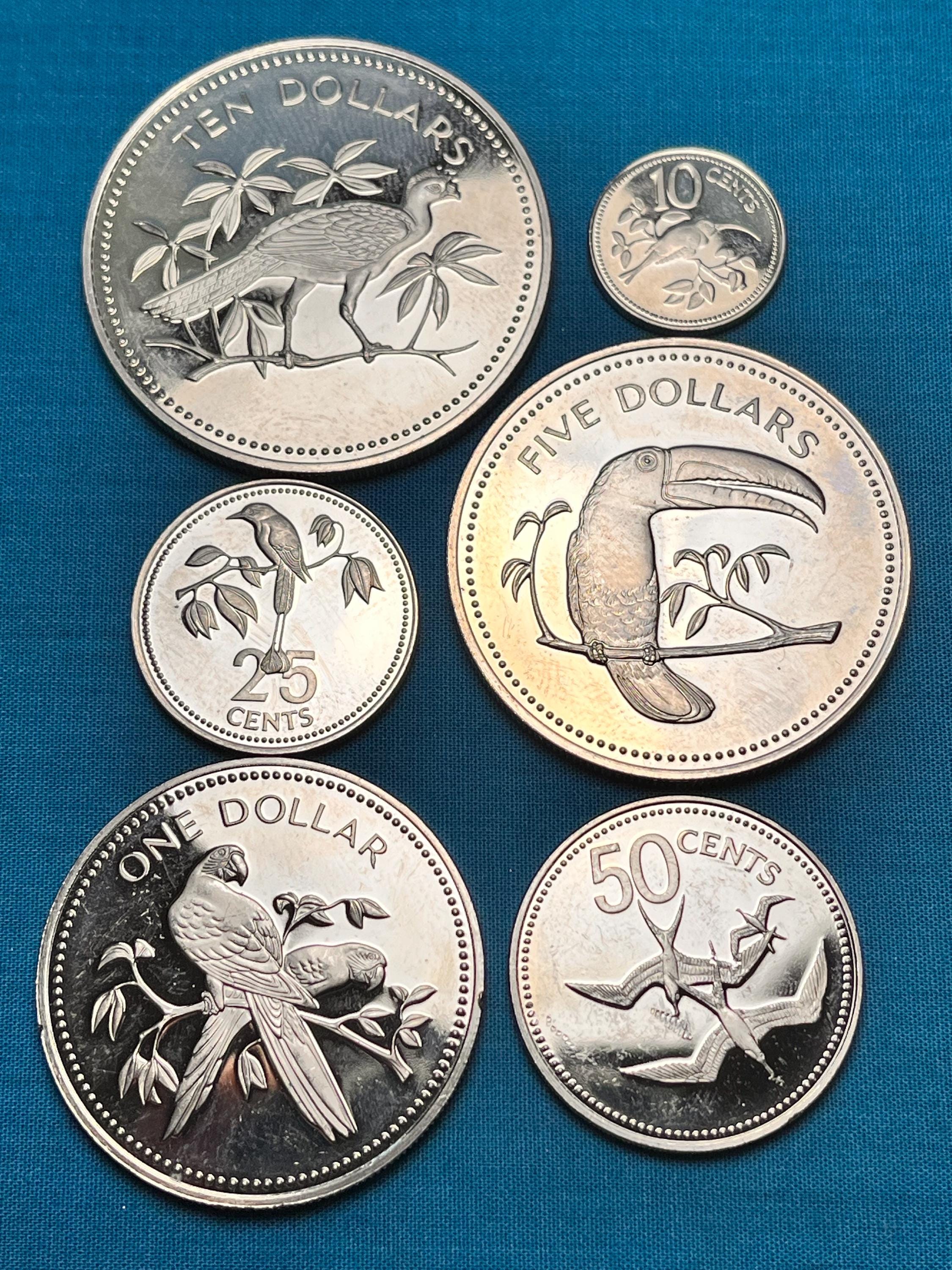 ベリーズ ヴィンテージ (1975) プルーフ 5 コイン セット - 超低鋳造