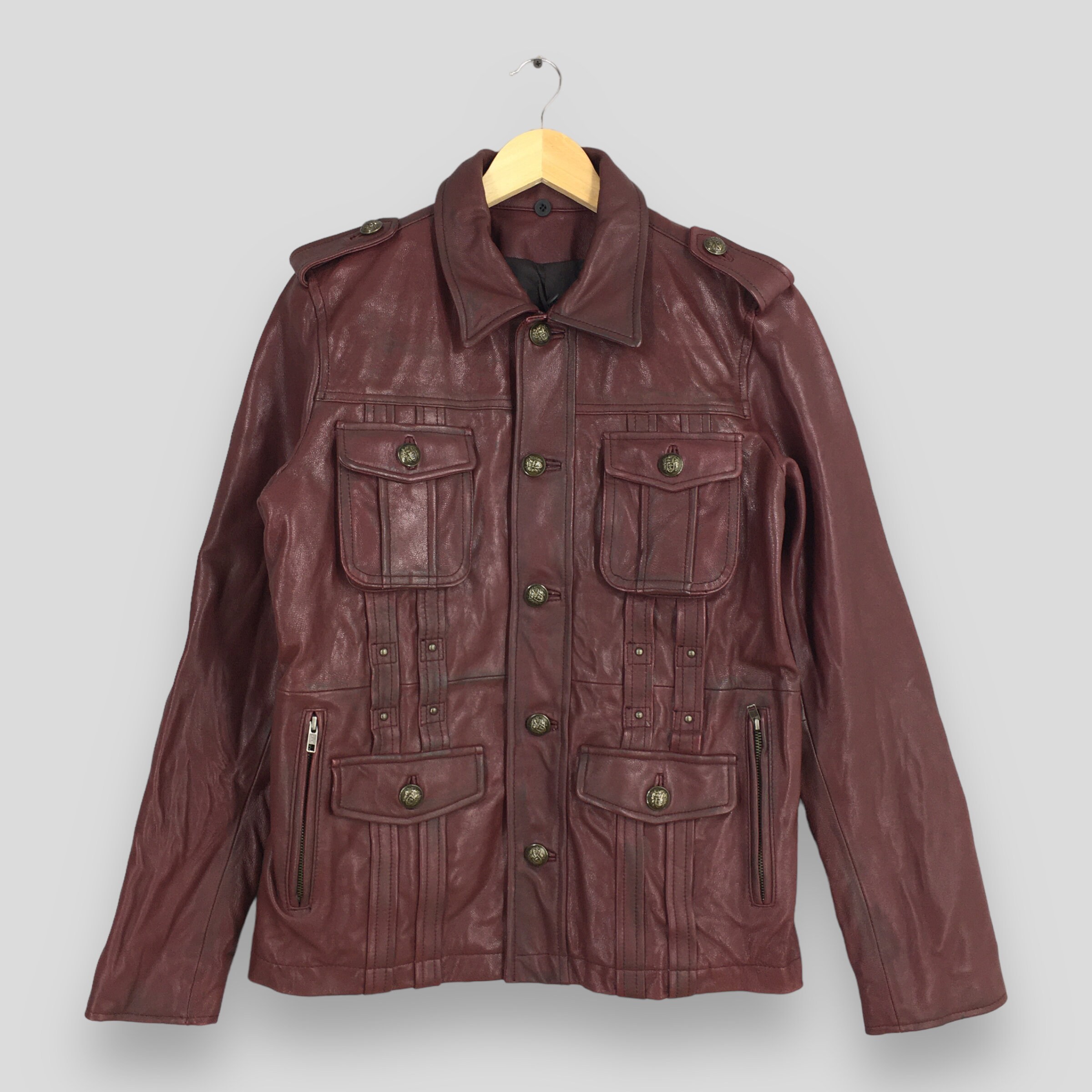 Vintage Edge Rupert Japan Leather Kinky Red Jacket Medium Burgundy