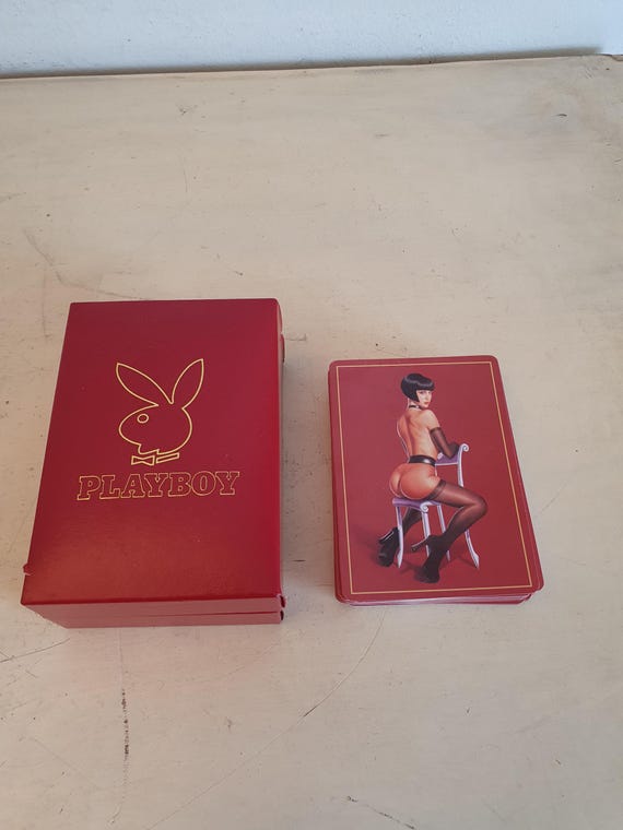 Vintage Playboy Playing Cards in Red Box, Pin-up Back Design, 52