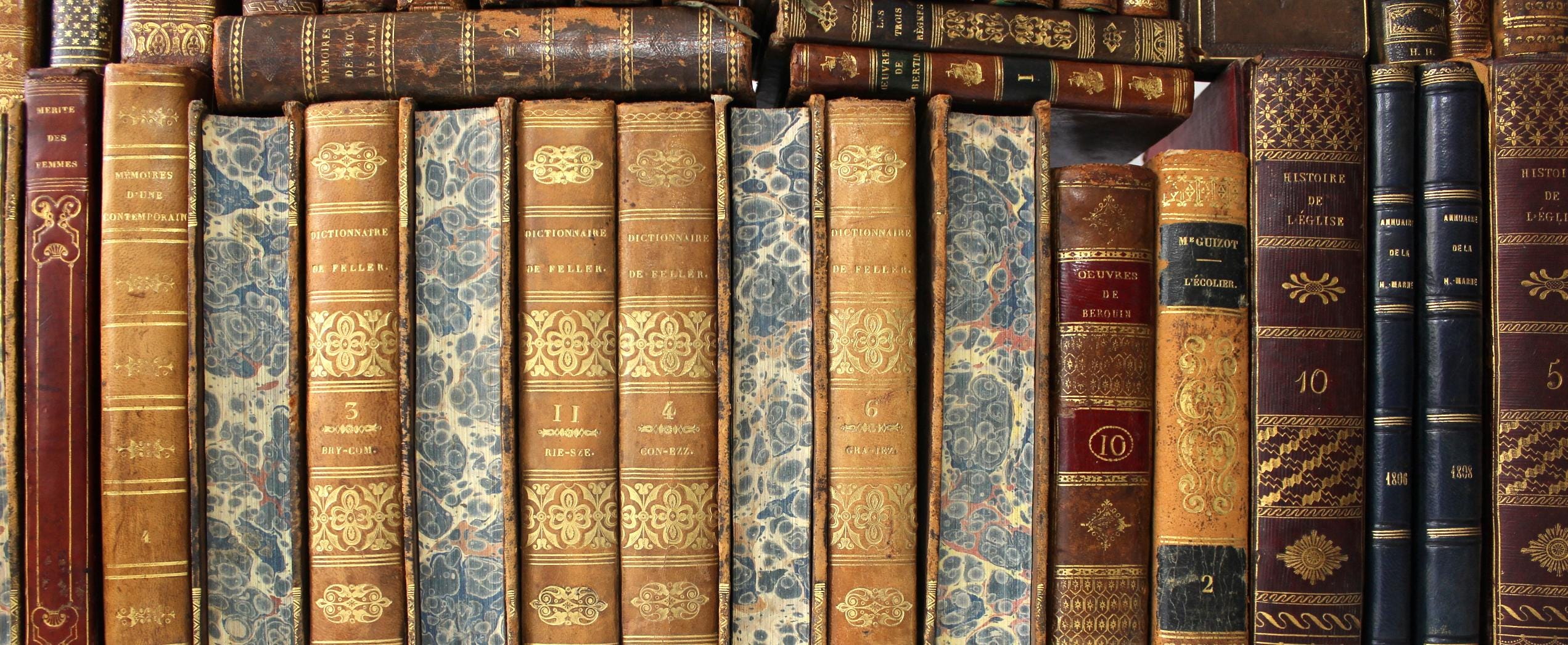 アンティークフランスの書籍 | 19世紀の革装丁、金箔張りの背表紙