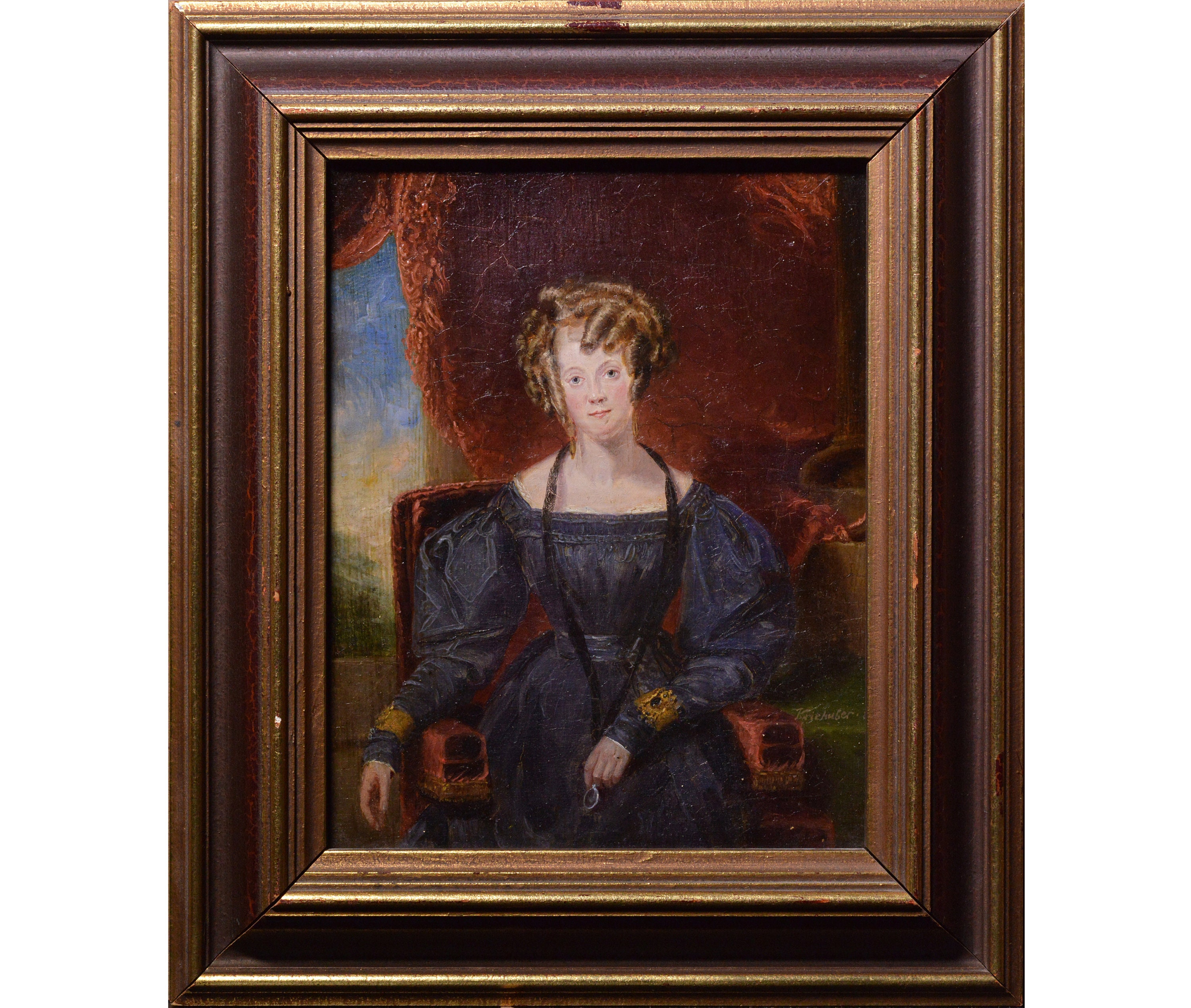 フランスアンティーク 1800年代 ポートレート 肖像画 オイルペイン