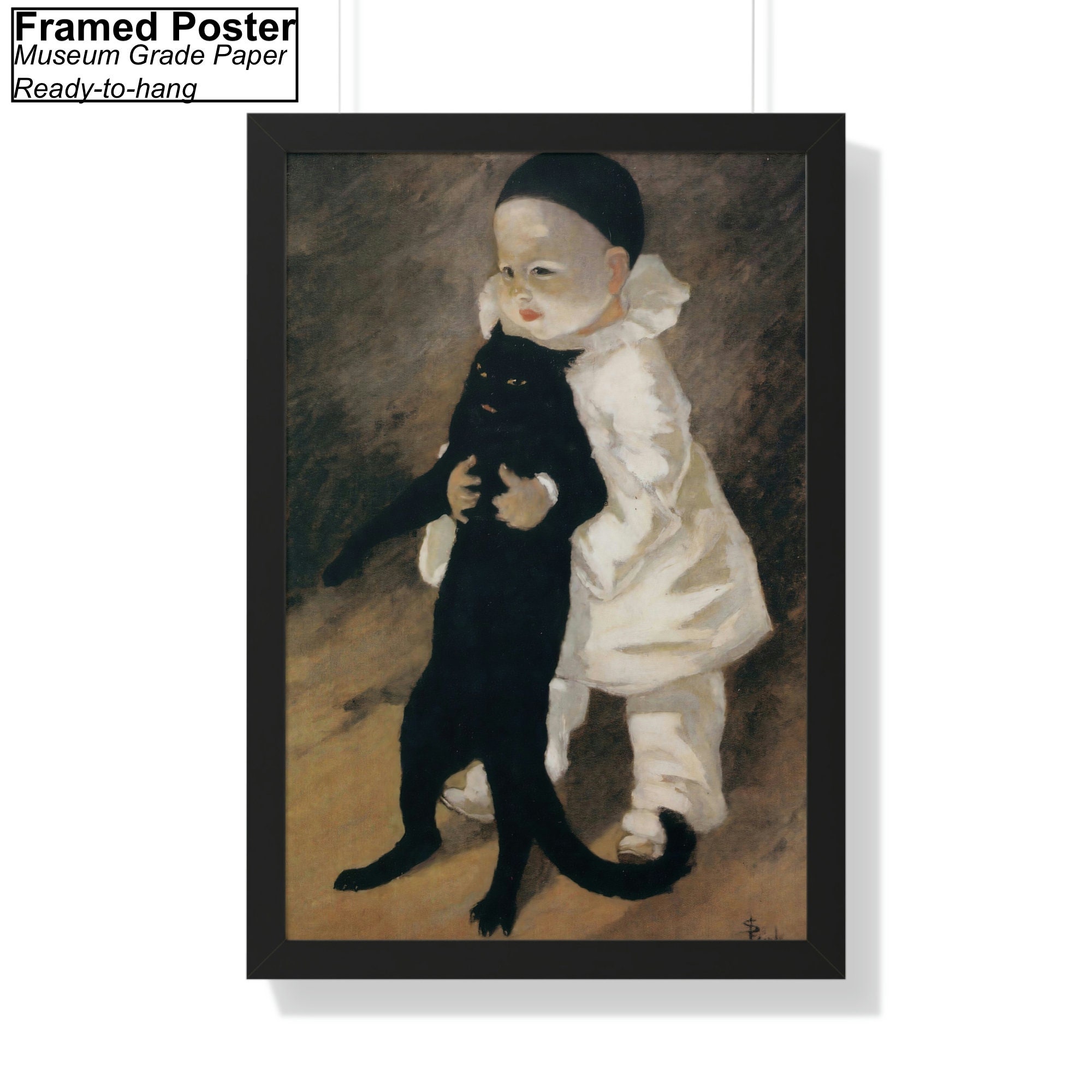 テオフィル・スタンラン作「ピエロと猫」キャンバス/ポスター ウォール