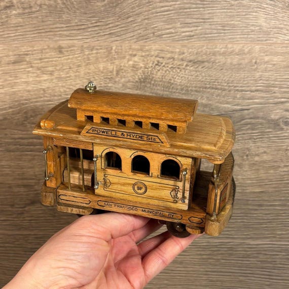 サンフランシスコ ケーブルカー オルゴール 木製 レトロ 木製電車