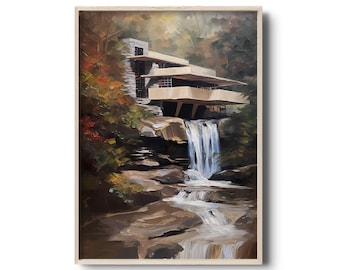 プリント - 落水荘 フランク・ロイド・ライト 建築図面 - フアン