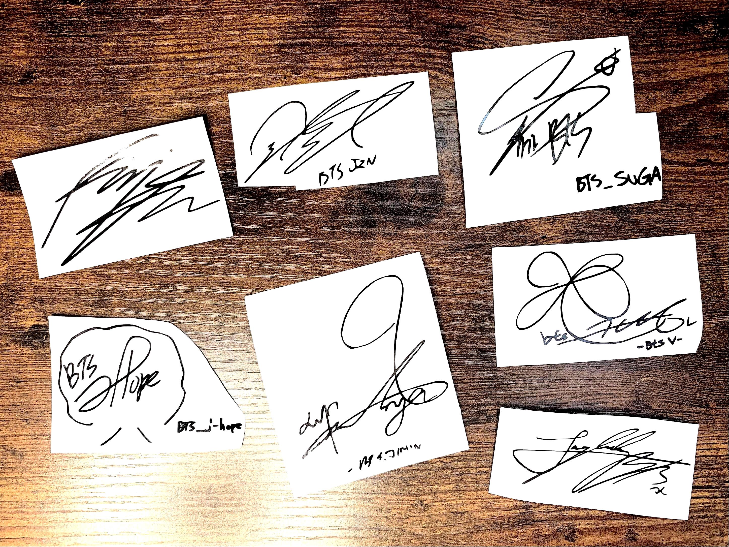 btsサイン直筆 BTS Autograph Inspired Decal Sticker|rm Jin Suga J