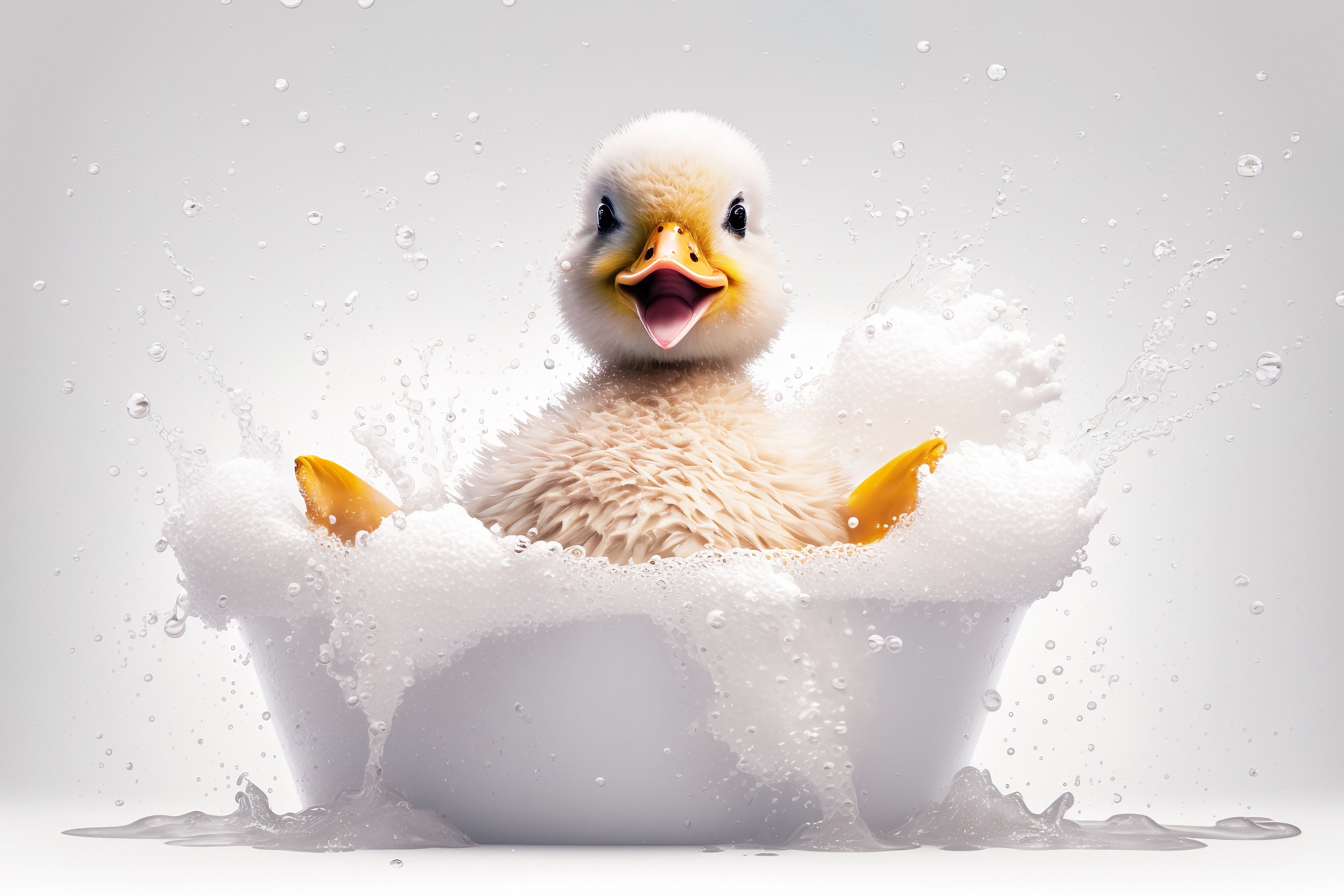 Funny Duck Bathtub Print, Animal Bathroom Wall Art (digital