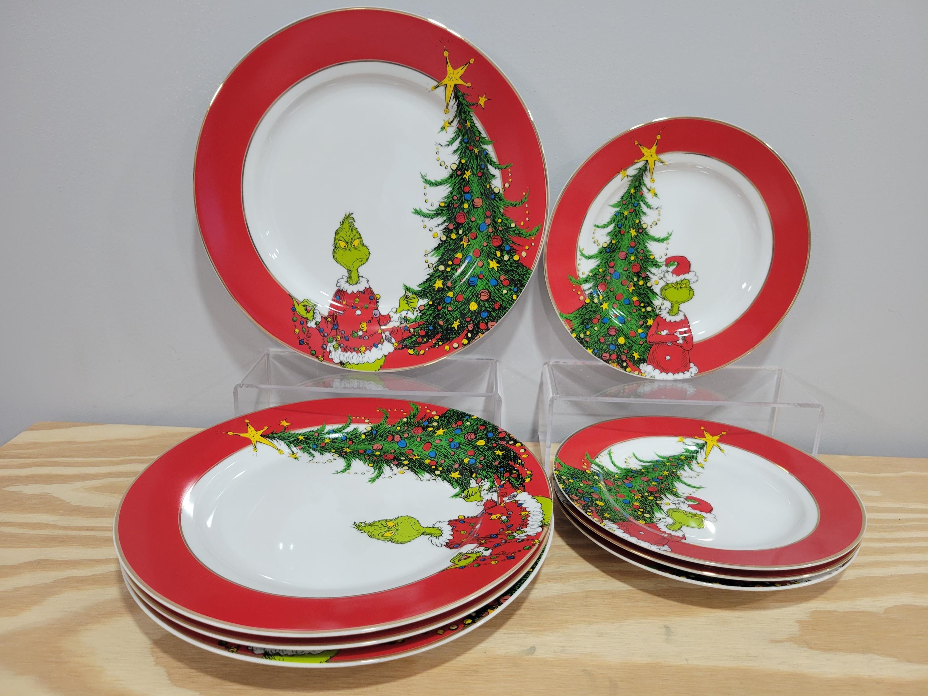 ZRIKE the Santa Grinch Red Rim Christmas Tree Plate Set - PICK - Etsy