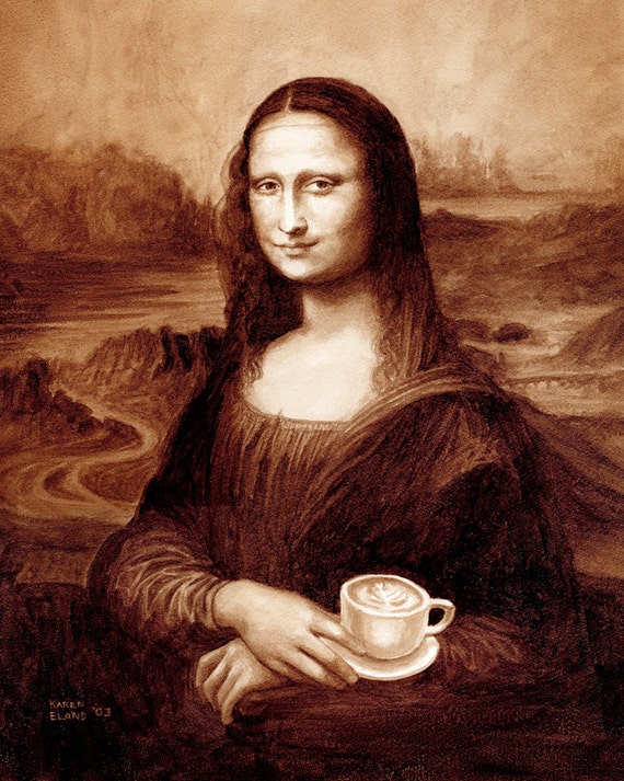 Coffee Art, Mona Latte, Painted Using Only Coffee, Drinking Coffee