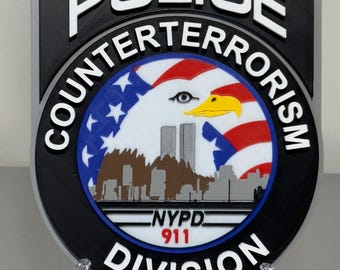 NYPD Counterterrorism Division 3D Plaque First Responder Wall Art