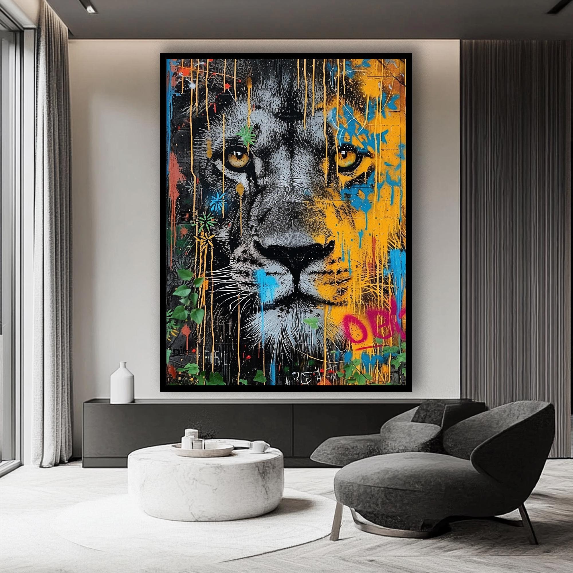 Lion Graffiti Art Print: Modern African Decor - Etsy