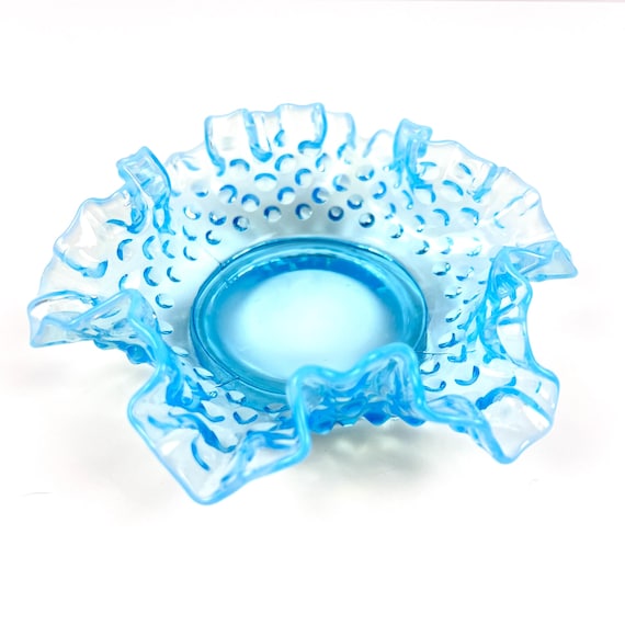 フェントン ブルーオパルセントガラス 取って付き お菓子入れ 小物入れ