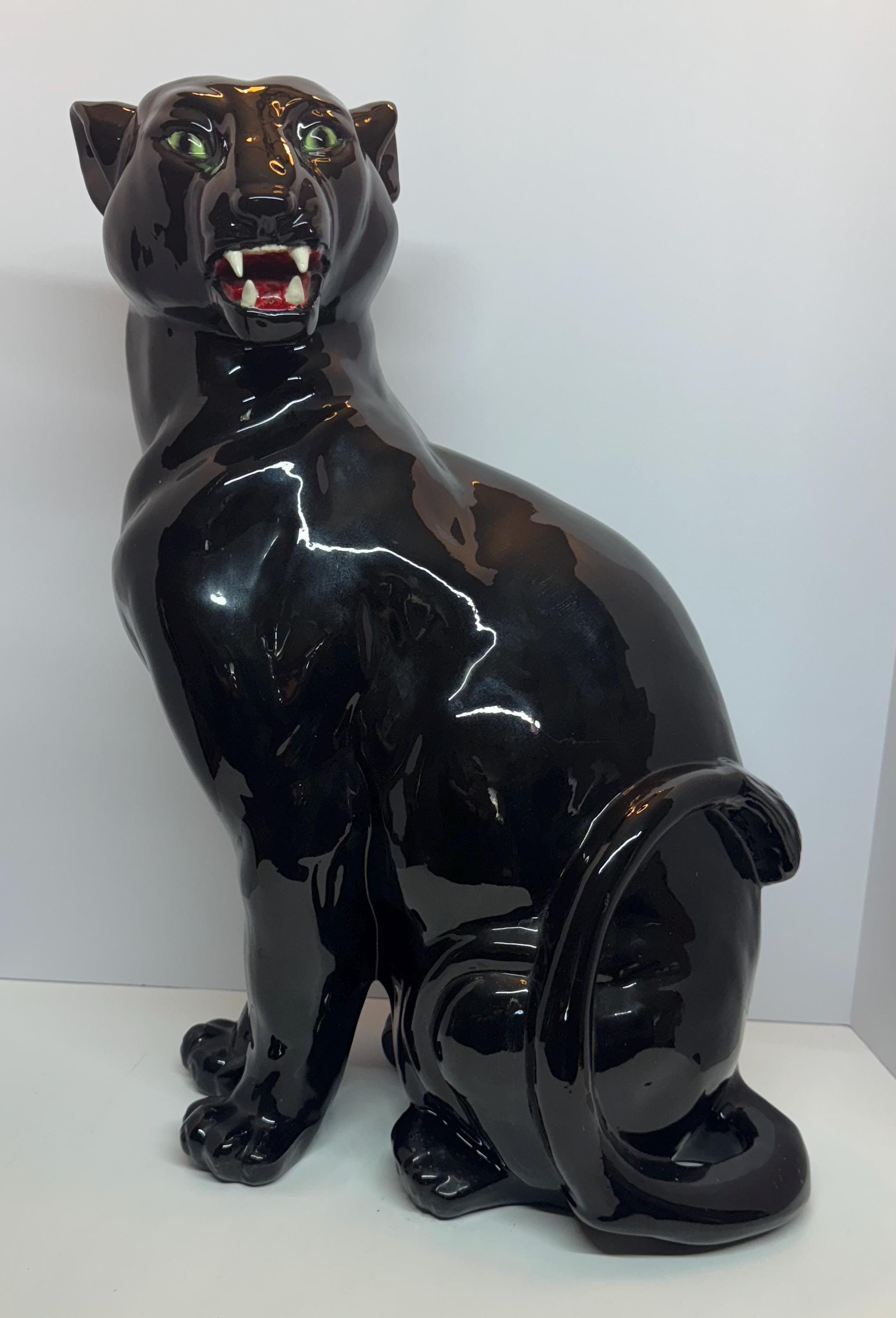 ☆セラミック☆黒豹☆置物☆ブラックパンサー☆工芸品☆インテリア☆