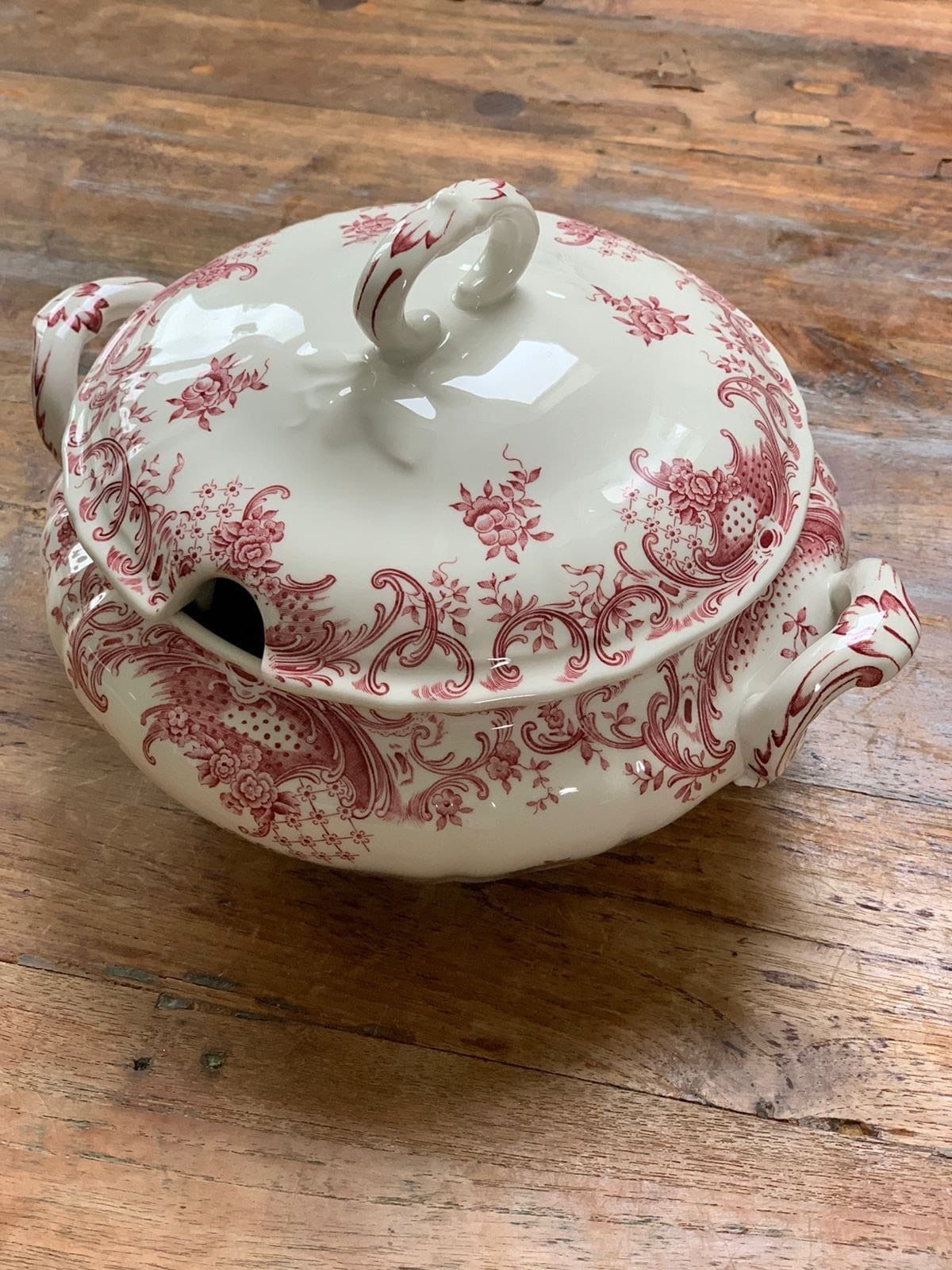 ◎フランスアンティーク ローズペイントの美しいピンクのホーロー