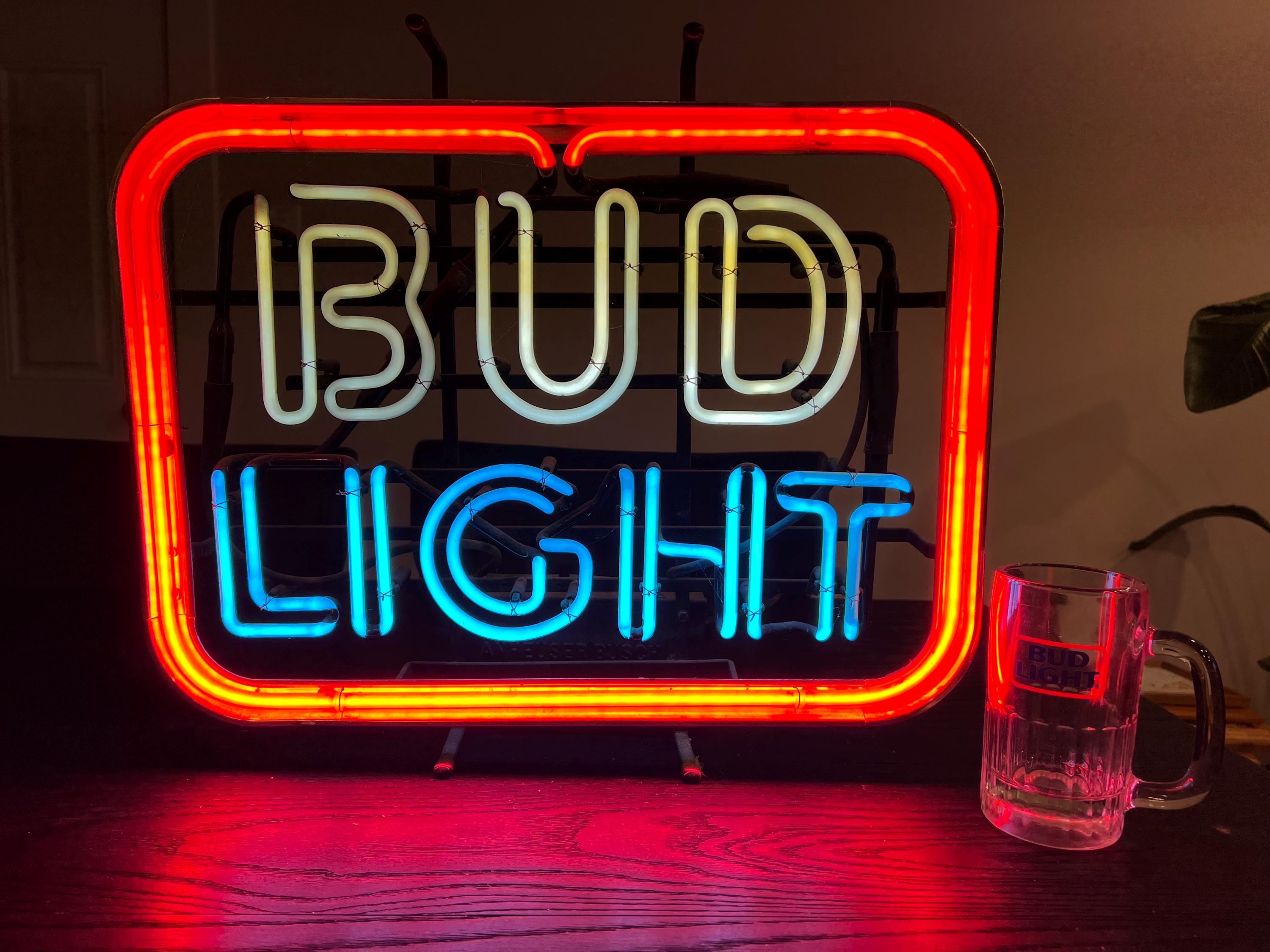 Vintage Bud Light Neon Bar Sign REAL NEON - Etsy