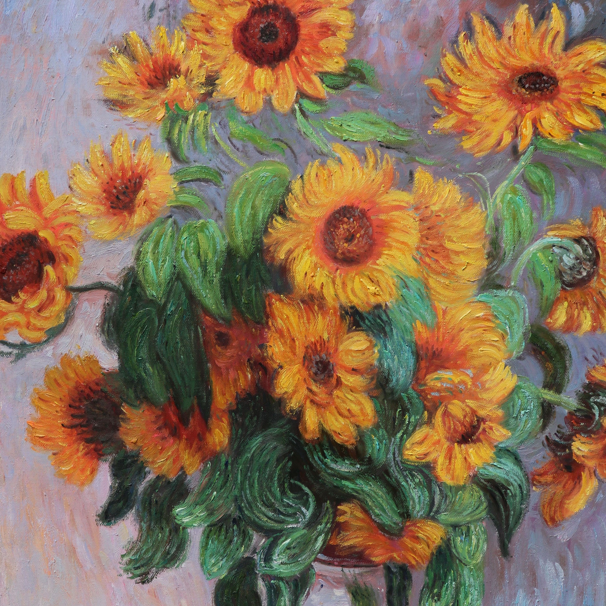 ☆秀作☆手書き油絵 クロード・モネ ひまわり 額付 絵画 インテリア