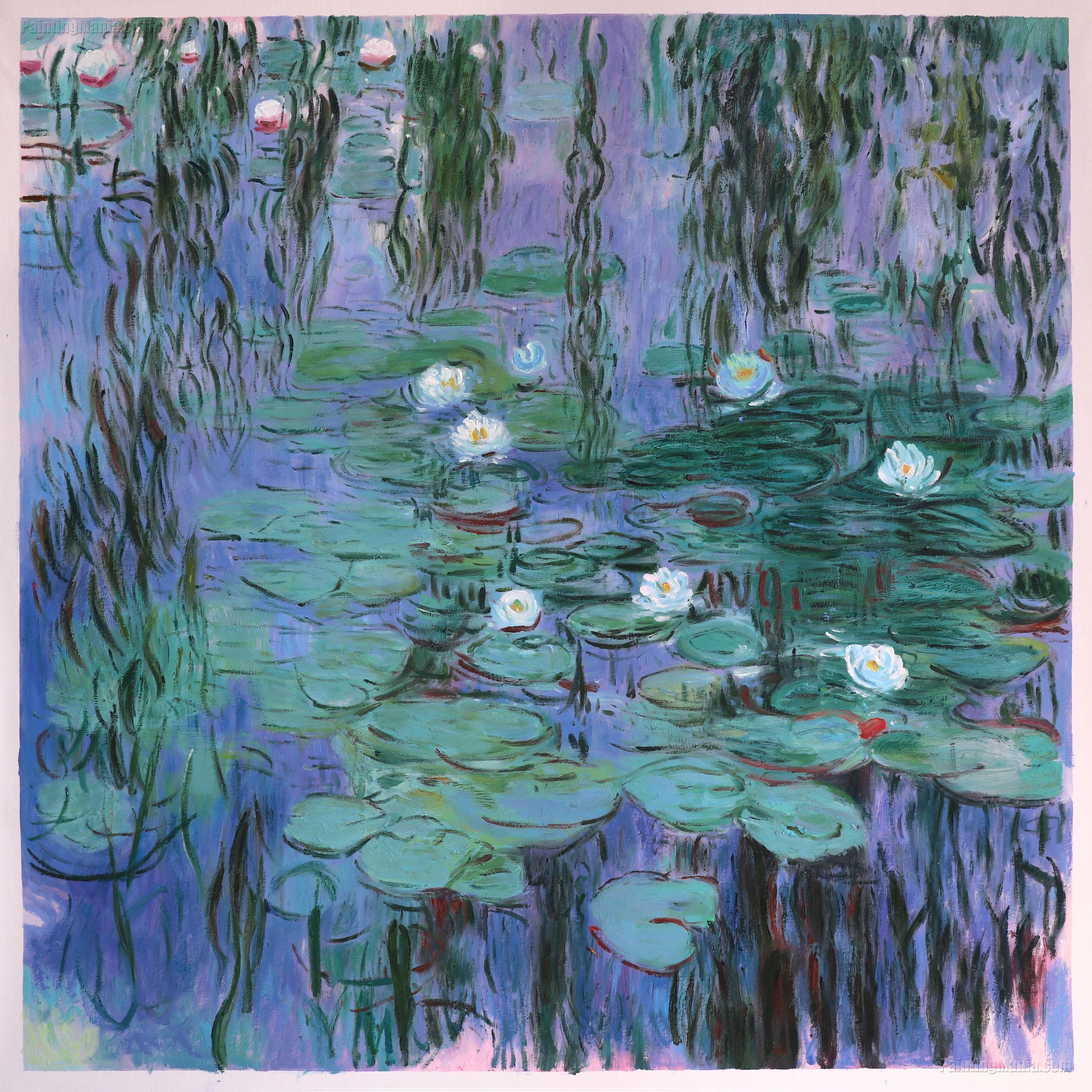 ☆秀作☆ 手書き油絵 クロード・モネ 睡蓮 日本の橋 額付 肉筆絵画