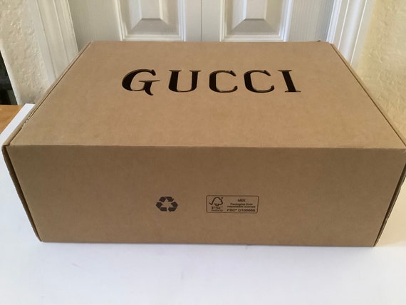 Authentic Gucci Tennis Shoe Box With Laser Cut Logo~brown With