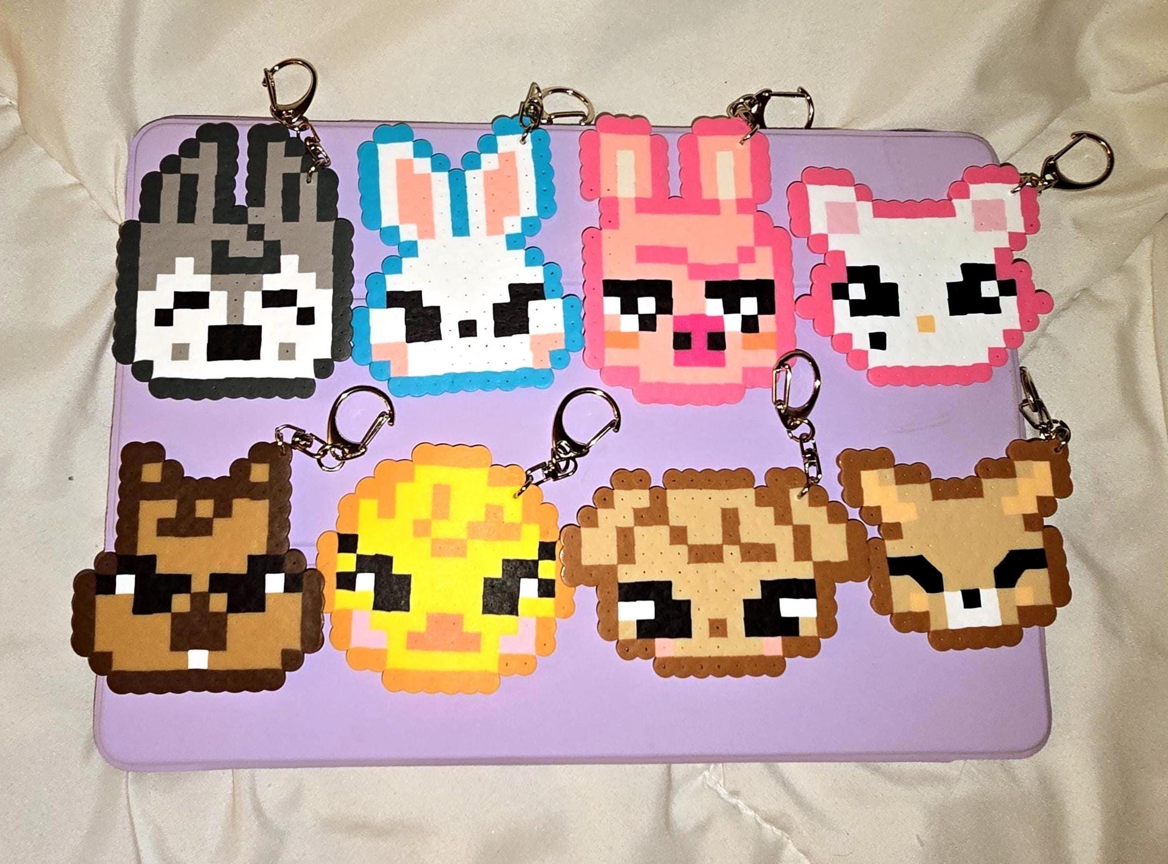 Stray Kids Perler Beads Keychain Featuring Wolfchan, Dwaekki
