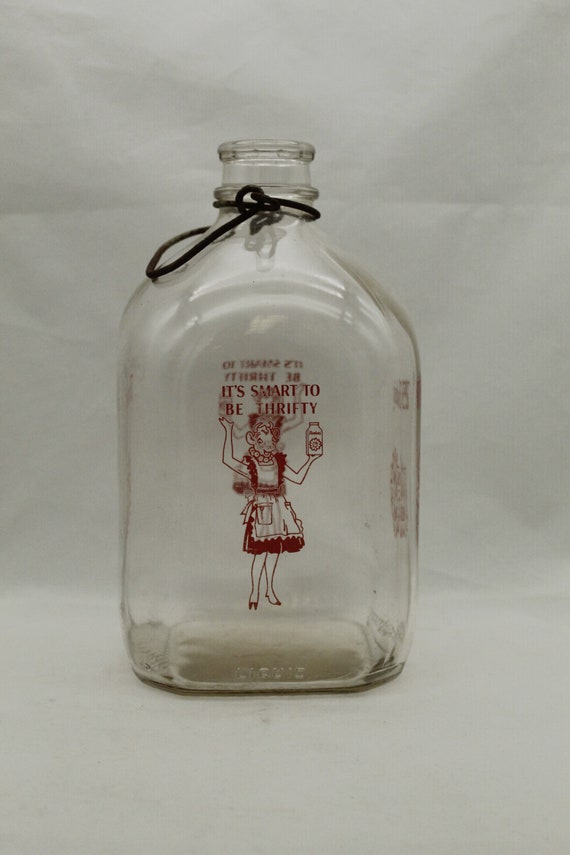 Vintage One Gallon Borden With Four Sided Printing Milk Bottle