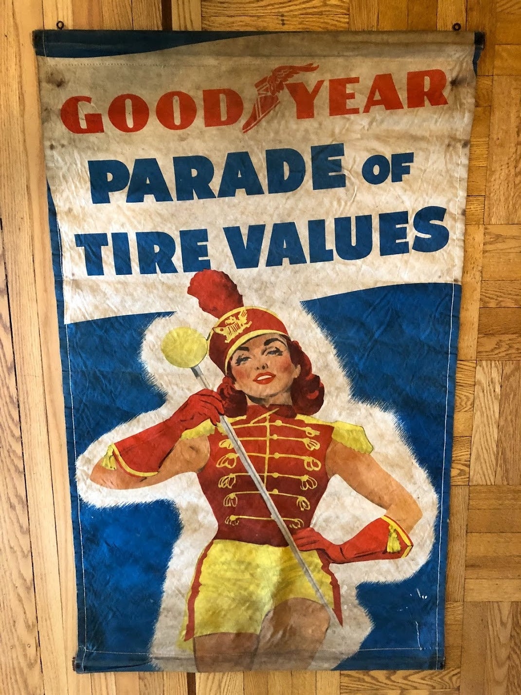 Vintage Goodyear Tire and Rubber Company Advertising Banner