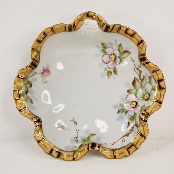 Antique Imperial Nippon Porcelain Bowl Hand Painted Gold Moriage