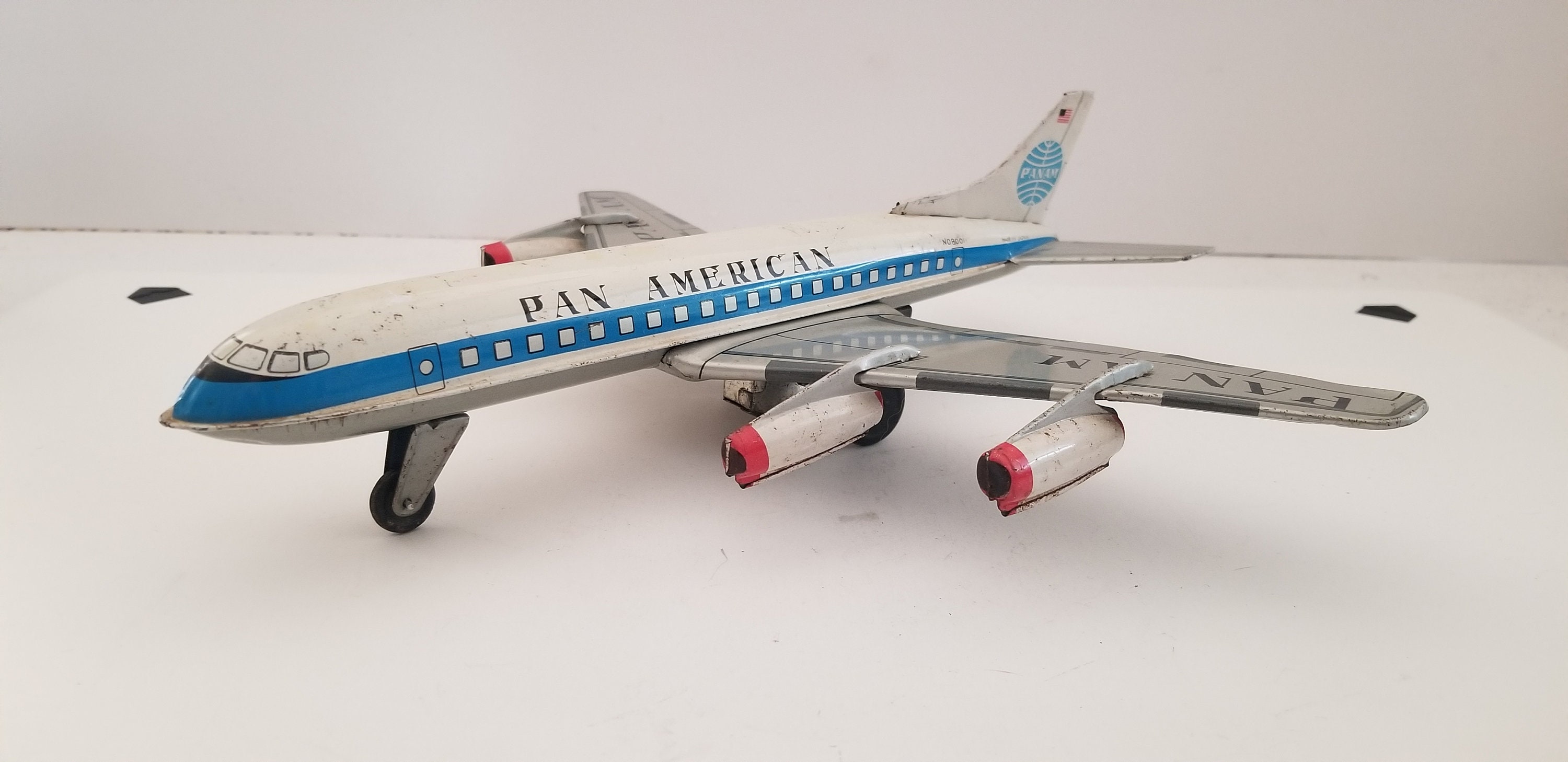 Vintage Early 1960's Japanese Friction Toy Jetliner Pan American