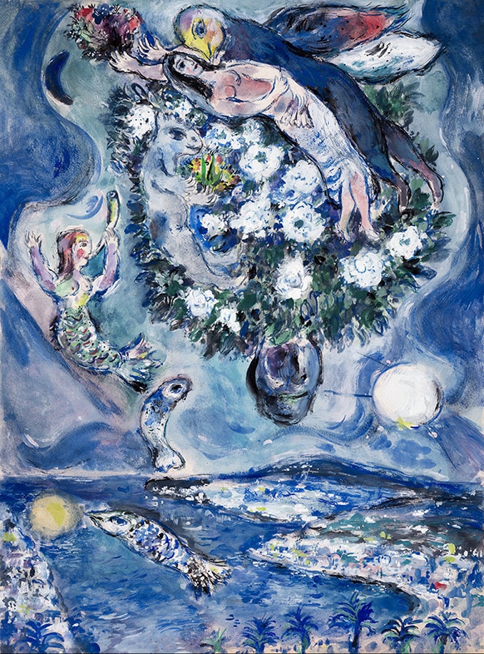 マルクシャガール 恋人たちの夢 リトグラフ 62cm x 80cm マルク