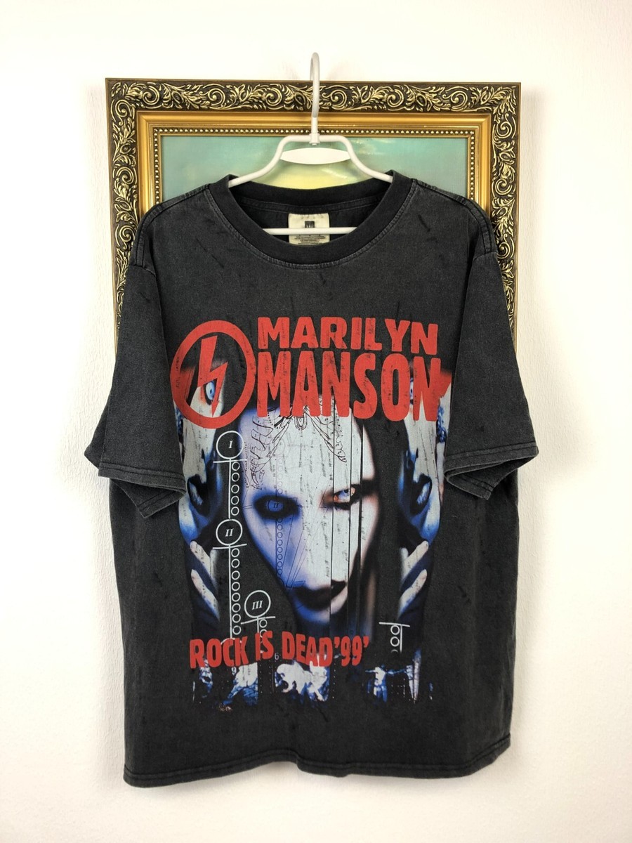 Vintage 90's Marilyn Manson Rock Is Dead Band Tee Shirt Rare Metal