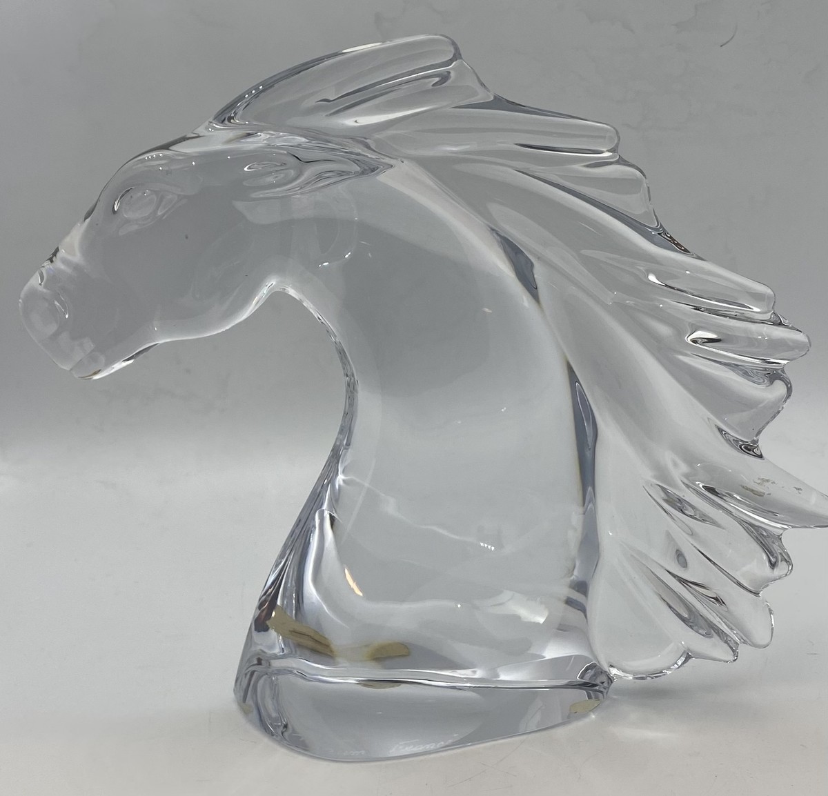 Daum クリスタルガラス 馬の頭部彫刻 オブジェ ケース付き Daum