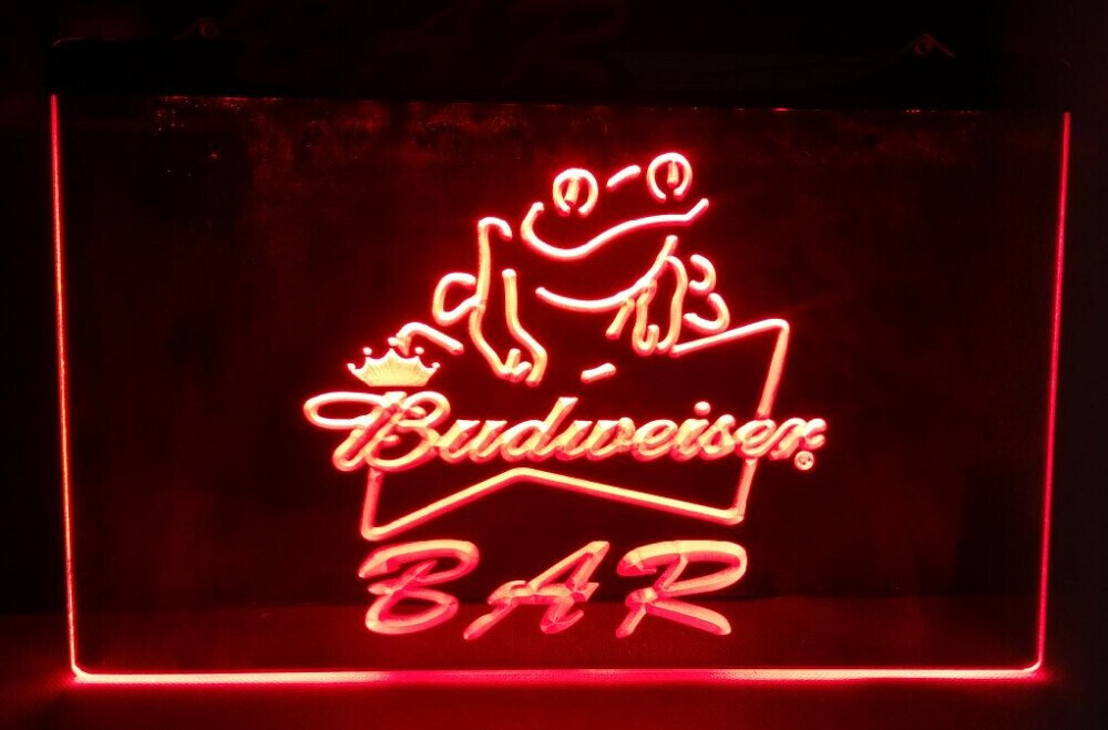 Budweiser Frog Bar Beer pub LED Neon Light Sign home room gift