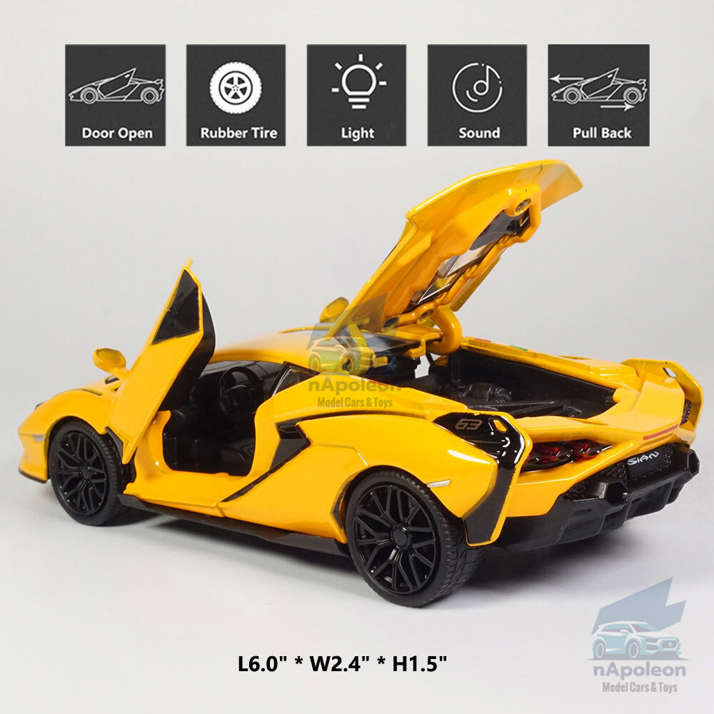 Lamborghini Sian イエローのオープンカー型ミニカー Lamborghini Sian