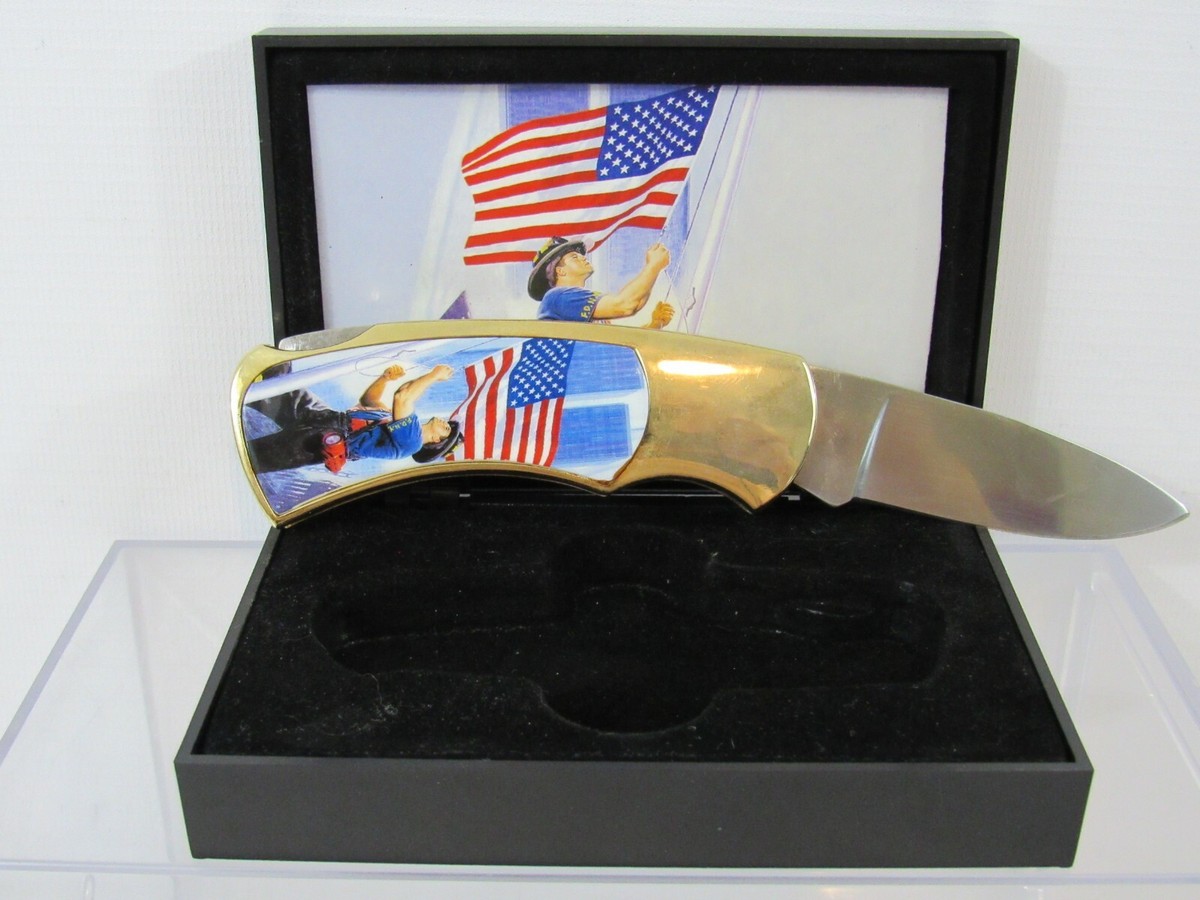 Commemorative 9/11 NYFD Locking Collectors Pocket Knife with Case