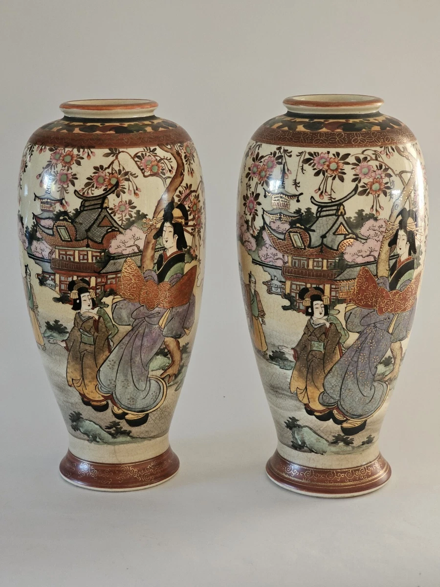 陶瓷古董原始1850-1899 年日本花瓶| eBay