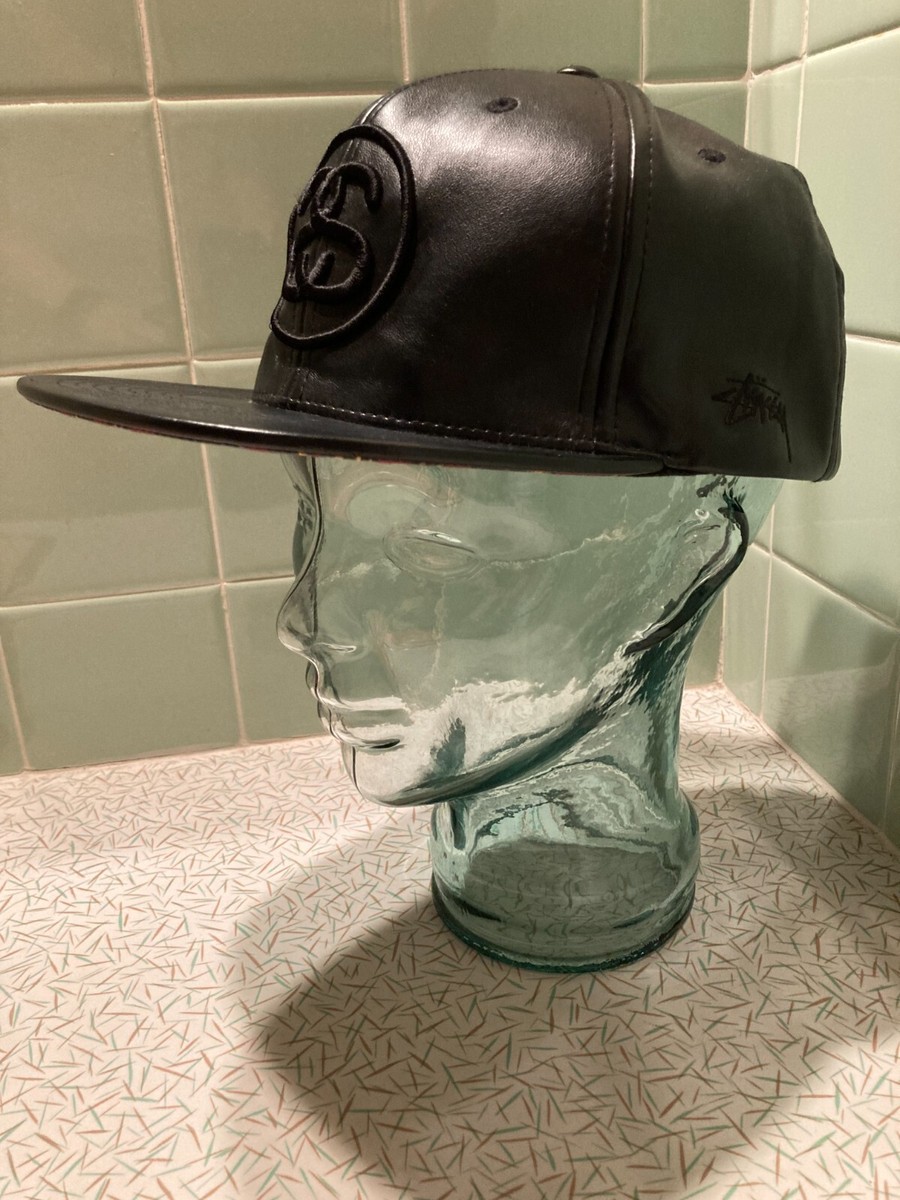 Vtg Stussy Capz Hat Cap Black Adjustable Double S logo One Love