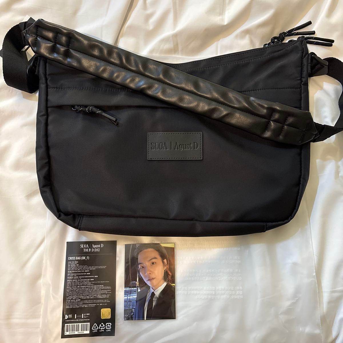 BTS SUGA Agust D TOUR D-DAY Official Cross Bag Black + Photocard