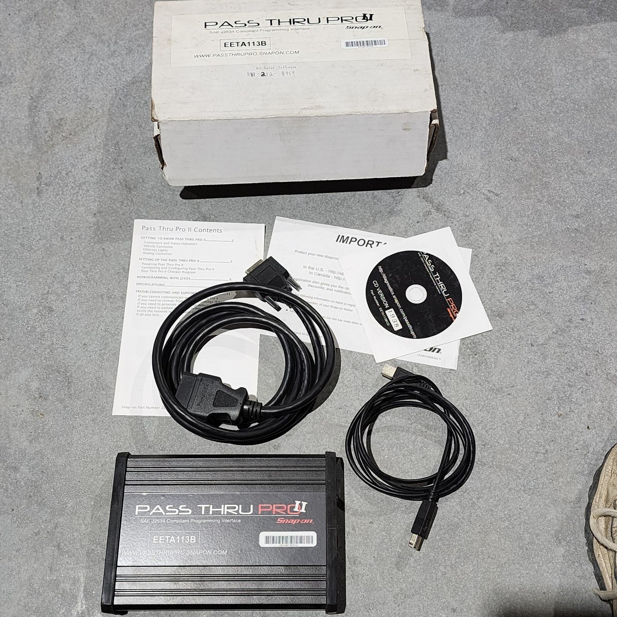 SAE J2534 Interface, Snap On Pass Thru Pro II EETA113B | eBay
