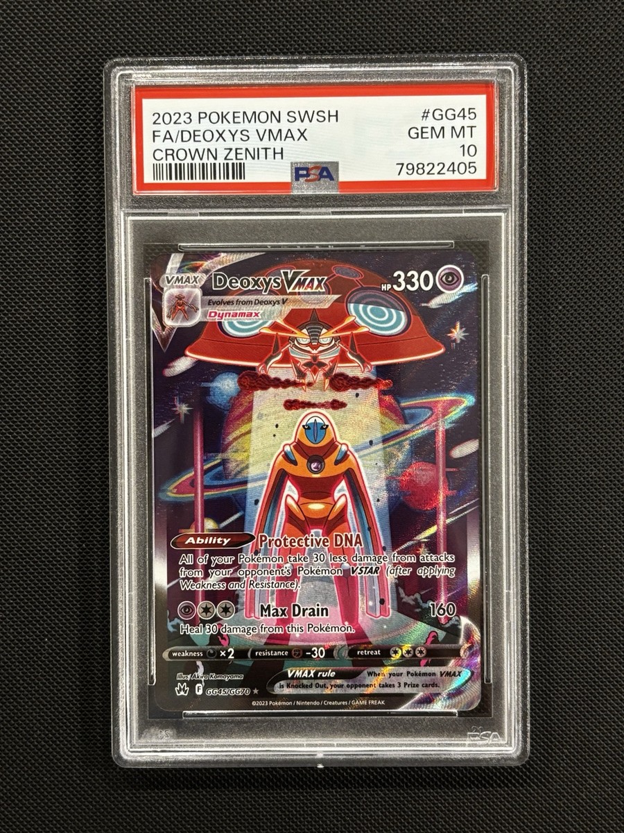 PSA 10 Gem Mint Pokemon Crown Zenith Deoxys VMAX #GG45/GG70 Full