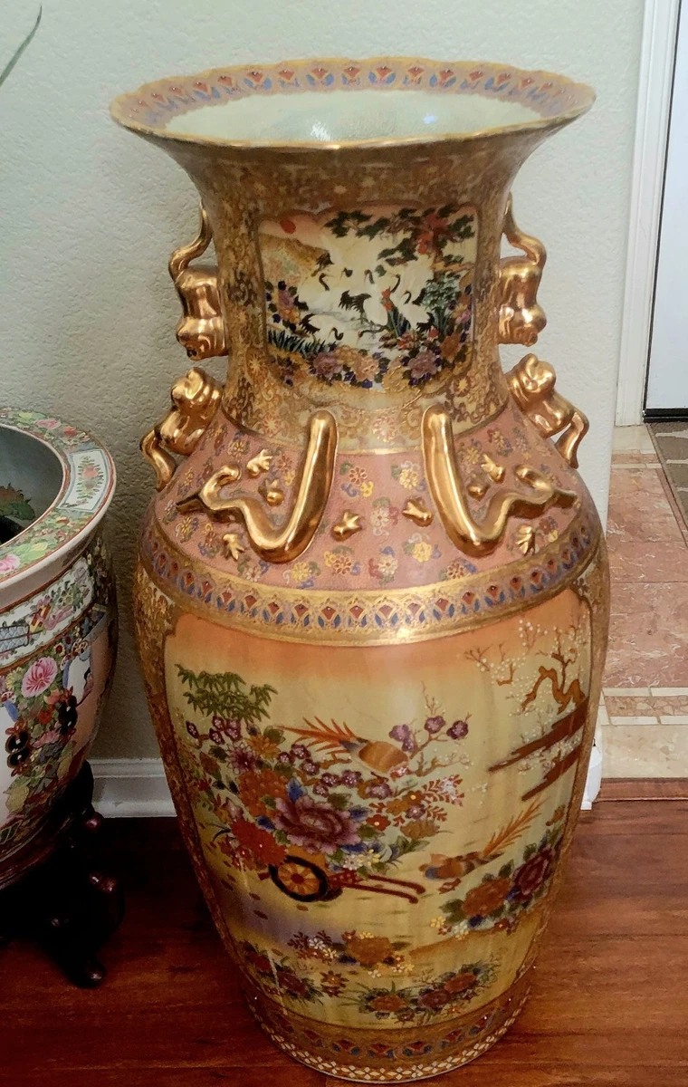 陶瓷金色后1940 年日本花瓶| eBay