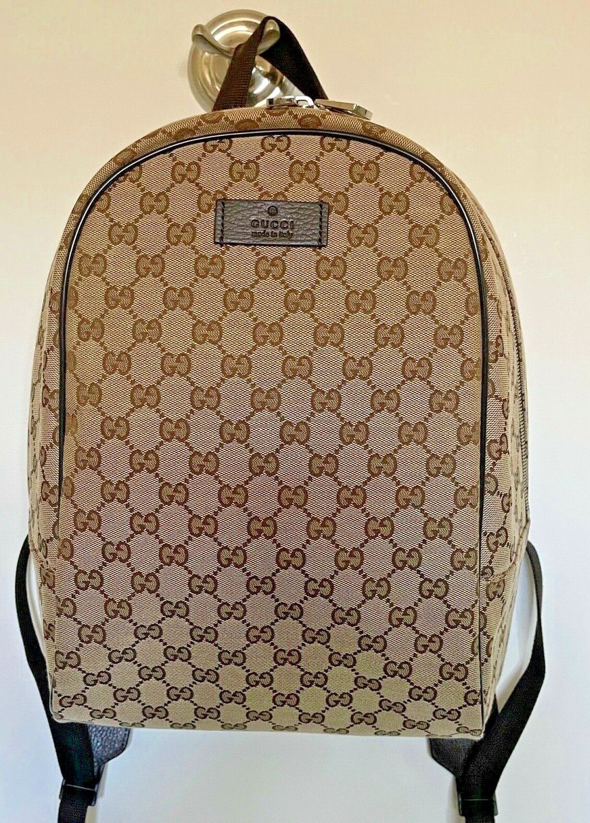 Gucci Top Handle Bag Backpack Logo Travel Monogram Beige Brown GG