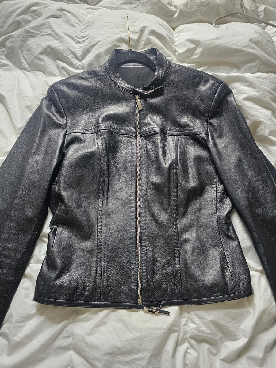 Gucci 1996 Vintage Tom Ford Women's Black Leather G Logo Biker