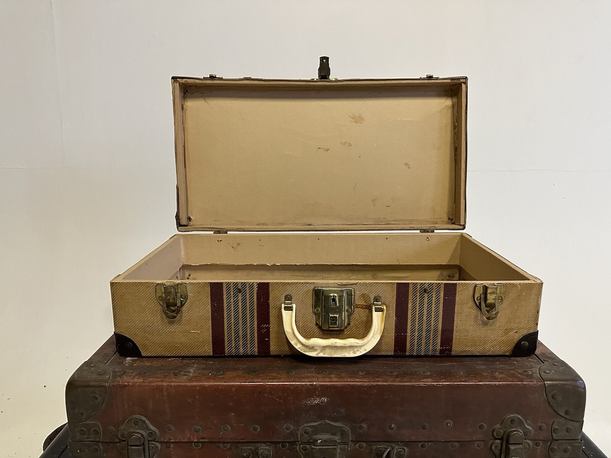 Vintage Suitcase Hartmann Gibraltarized Tweed Luggage Leather