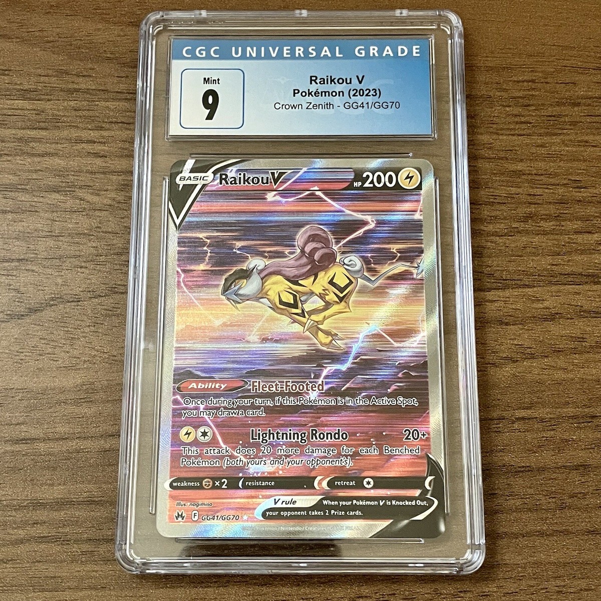 Pokémon TCG Raikou V Crown Zenith: CGC Mint 9 Graded - GG41/GG70
