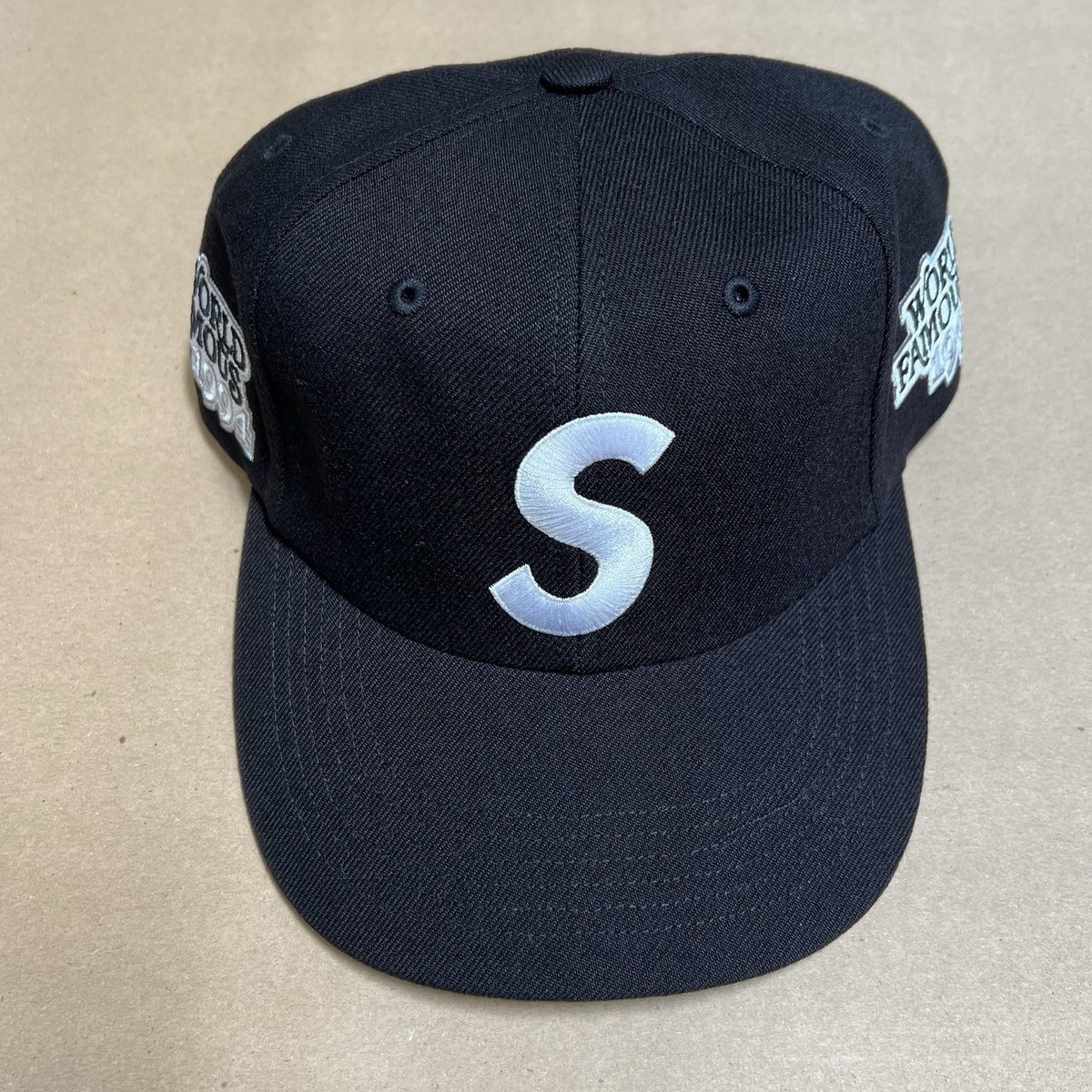 SS25 Supreme World Famous S Logo 6 Panel Cap Hat Black 2025 | eBay