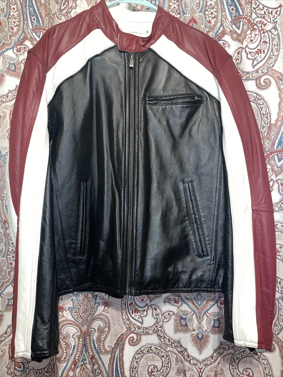 Wilsons M. Julian Jacket Mens Large Red White Black Leather Racer